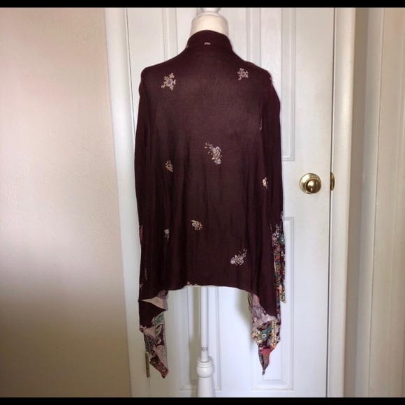 Anthropologie SPARROW Burgundy Open Handkerchief Sweater Sz S - Picture 6 of 9